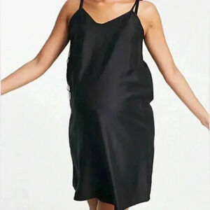 ASOS Design Maternity V-Neck Mini Slip Dress Black Size 12 Sleeveless